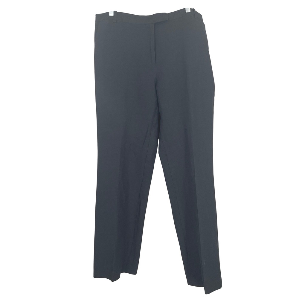 Calvin Klein Dress Pants Women 14 Black Linen Blend Straight Leg Minimalist